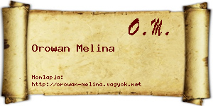 Orowan Melina névjegykártya
